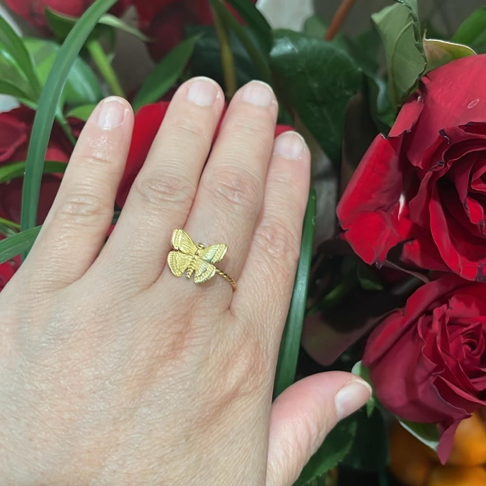Fashion Butterfly Ring Stainless Steel 18k Gold Plated Adjustable Trendy New - Picture 10 of 11